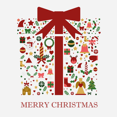 Merry Christmas and Happy New Year greeting card. Vector illustration.のイラスト素材