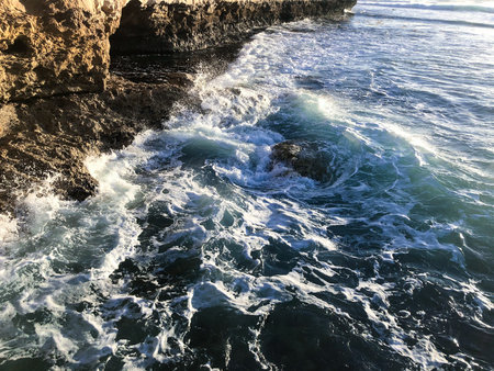 Rock erosion along the coastline