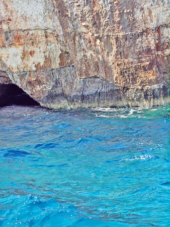 amazing blue caves in Zakinthos island, Greeceの写真素材