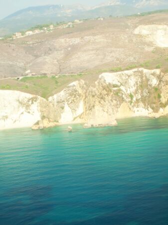 view of Kefalonia from airplaneの写真素材