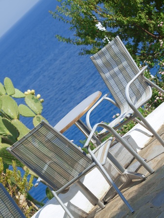 view on the sea from the beach barの写真素材