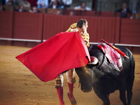 SEVILLA -MAY 20: Novilladas in Plaza de Toros de Sevilla. Novillero: Emilio Huertas. May 20, 2012 in Sevilla (Spain) のeditorial素材