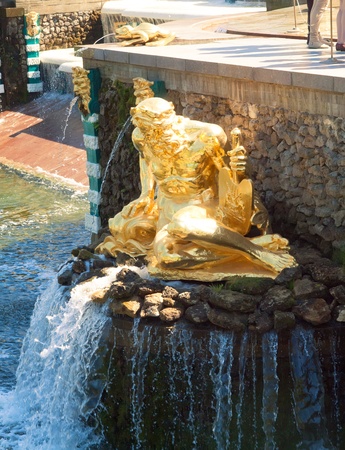 Grand Cascade Fountains At Peterhof Palace, St. Petersburg, Russia. sunny dayのeditorial素材