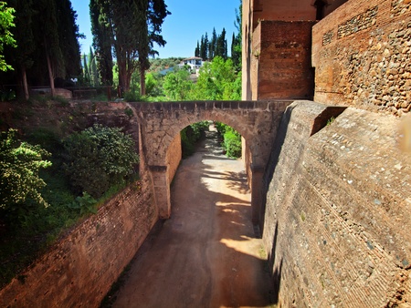 The wall of Alcazaba fortress, the Alhambra in Granada, Andalucia, Spainのeditorial素材