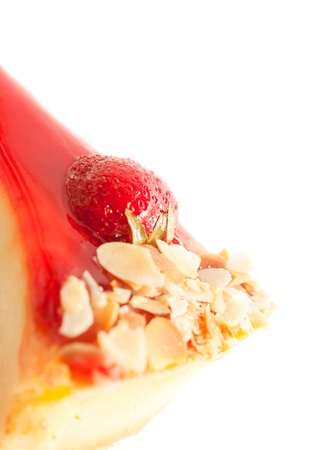Cheesecake with strawberry isolated on white の写真素材