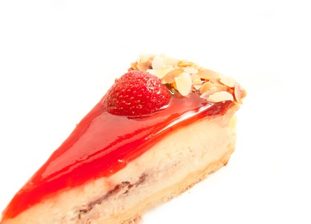 English style Cheesecake with strawberry isolated on white の写真素材