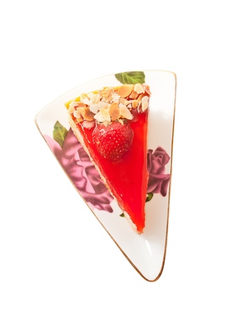English style Cheesecake with strawberry isolated on white の写真素材