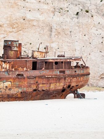 wreck ship in Zante beachの写真素材