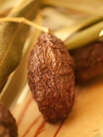 sun-dried olive fruit macroの写真素材