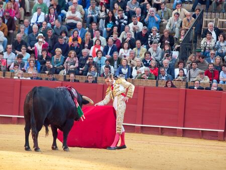 SEVILLA -MAY 20: Novilladas in Plaza de Toros de Sevilla. Novillero: Emilio Huertas. May 20, 2012 in Sevilla (Spain) のeditorial素材