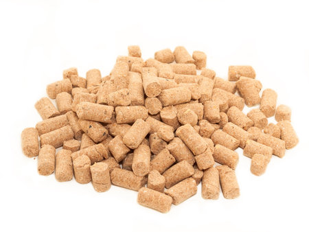 pile of granules  Wheat Bran background  Food for horses and farm animal