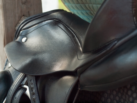 dressage saddle cropped. close ypの写真素材