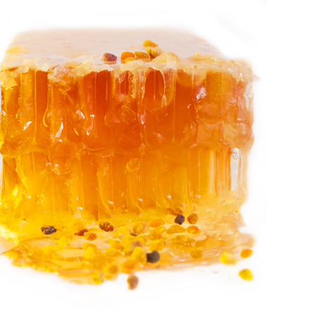 fresh Honeycomb and bee pollen. close upの写真素材