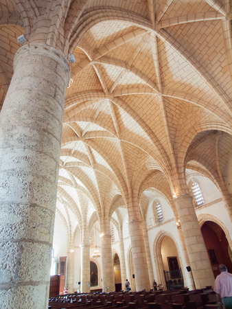 Cathedral of St. Mary of the Incarnation (Cathedral of Santa Maria la Menor) in Santo Domingo, the oldest cathedral in the Americas. insideのeditorial素材