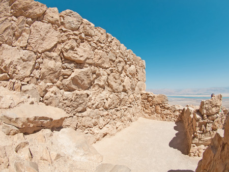 view of Dead Sea from fortress Masada, Israelの写真素材