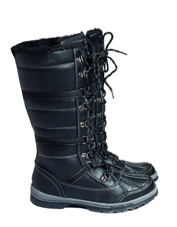 winter horse riding  boots isolated on whiteの写真素材