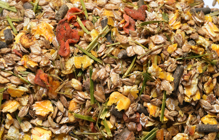 Fruity natural sportive  muesli background. for horse.の写真素材