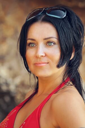 portrait of pretty girl in bikiniの写真素材
