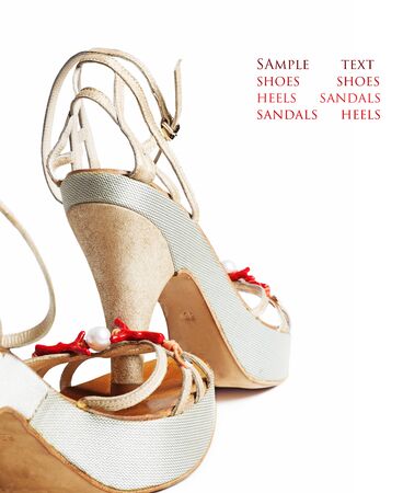 elegance sexual sandals at high heel at white background.の写真素材
