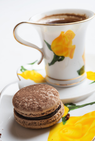 macaroon cake with cup of coffeeの写真素材