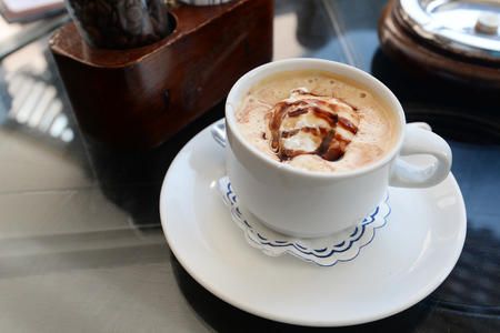 delicious coffee with icecream  in cafeの写真素材