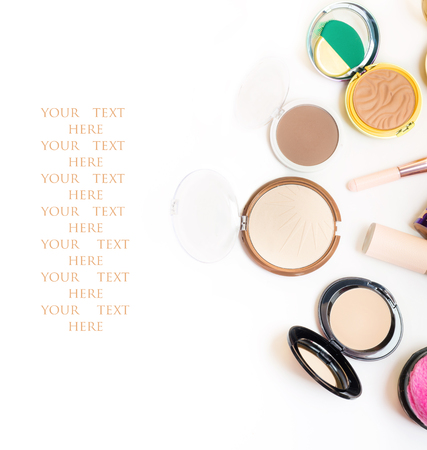 Set of luxury cosmetics for fashion make up  on white  backgroundの写真素材