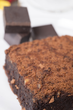piece of chocolat cake with chocolat. close upの写真素材