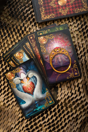 JUNARY 24, 2019 - SAINT PETERBURG, RUSSIA: lenormand cards by Ciro Marchetti . studio shot