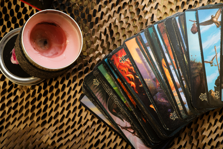 JUNARY 24, 2019 - SAINT PETERBURG, RUSSIA: Spelling Tarot . studio shotのeditorial素材