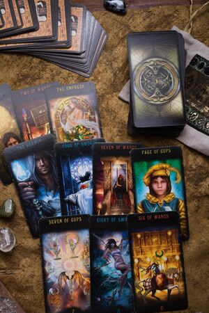 JULY 12, 2019 - SAINT PETERBURG, RUSSIA:Tarot by Ciro Marchetti. flat layのeditorial素材