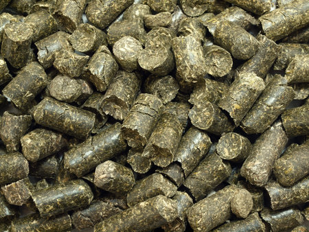 herbs granules background. food for horse and farm animals