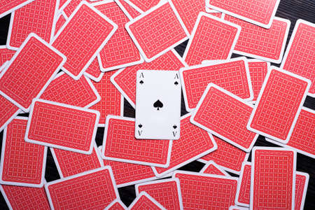 set of playing cards with open ace. Gambling, hobby and divination conceptの写真素材