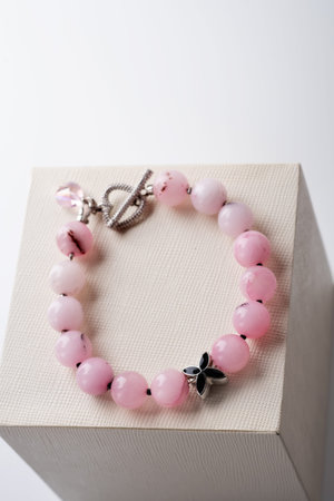 author bracelet with natural cherry jasper. fashion and jewelry conceptの写真素材