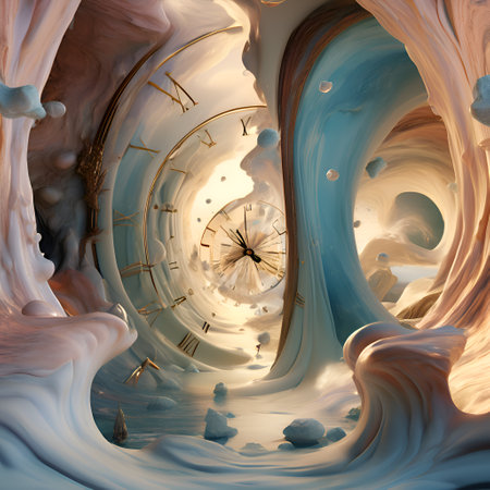 abstract portal of time and four dimensions concept. pale watercolors. Digital artwork. AI generationの素材