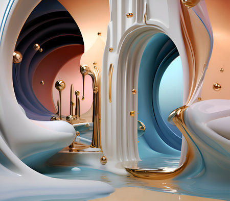 abstract portal of time and four dimensions concept. pastel colors. Digital artwork. AI generatedの素材