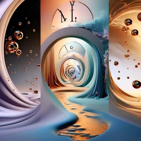abstract portal of time and four dimensions concept. pastel colors. Digital artwork. AI generatedの素材