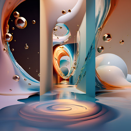 abstract portal of time and four dimensions concept. pastel colors. Digital artwork. AI generatedの素材