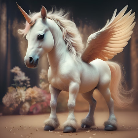 cutest adorable emotional Unicorn- Pegusus baby. Digital artwork. AI generatedの素材