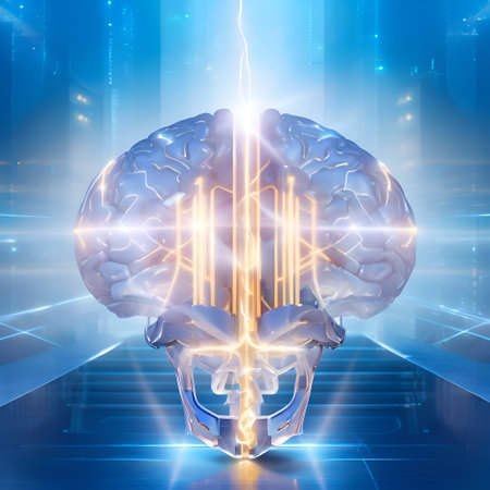 visual concept of Artificial intelligence, Ai digital brains against blu background. AI generated.の素材