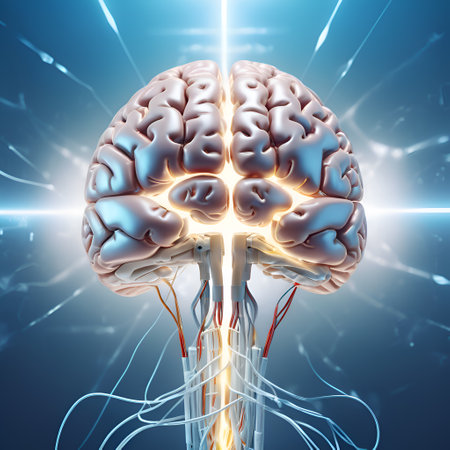 visual concept of Artificial intelligence, Ai digital brains against blue background. AI generated.の素材
