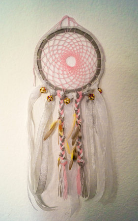 Beautiful dream catcher made of woolの写真素材