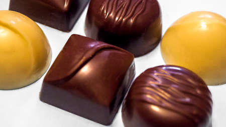 Bonbons of different types of chocolateの写真素材