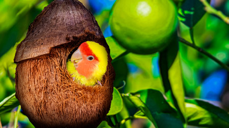 Lovebirds in nature in their nests