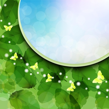 Background with nature green leaves and skyのイラスト素材