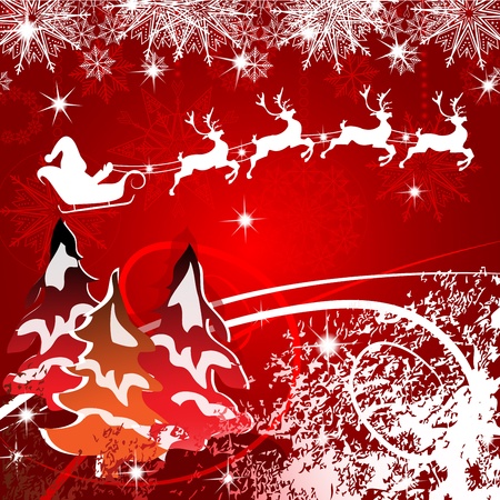 Beautiful Christmas with Santa and deerのイラスト素材