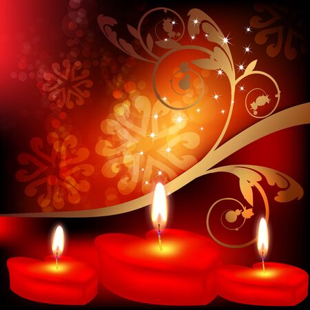Valentine s day background with three heart candlesのイラスト素材