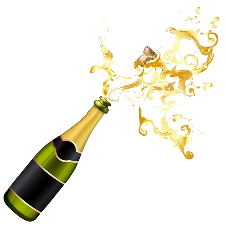Illustration of explosion of champagne bottle corkのイラスト素材