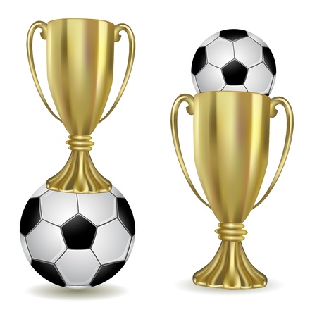 Football cup with ball over white backgroundのイラスト素材