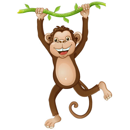 Illustration of a monkey hanging on a vineのイラスト素材