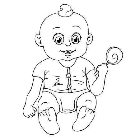 Illustration of a baby on white backgroundのイラスト素材